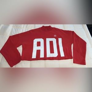 Adidas Womens Red Turtleneck CropTop Long Sleeved Shirt